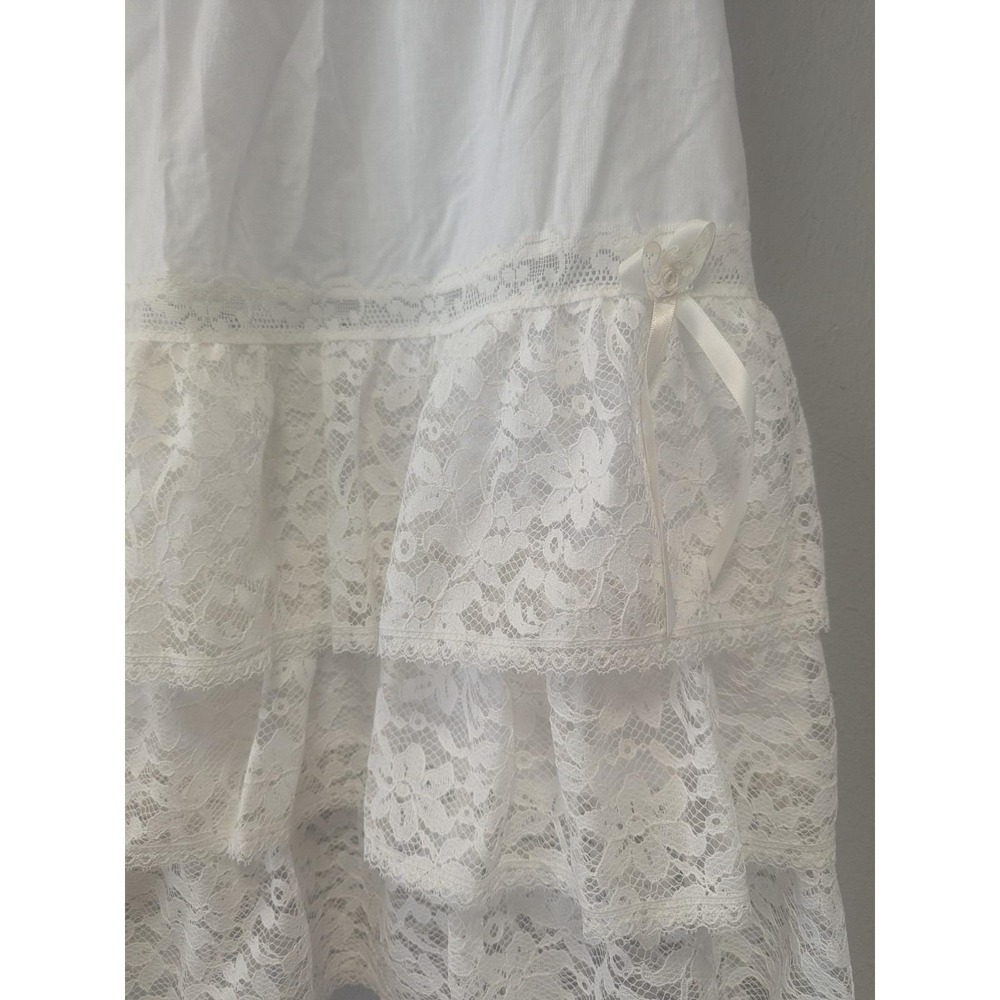 Romantic Ivory Lace Tiered Skirt  L Cottagecore Prairie Style Made in Usa NWT